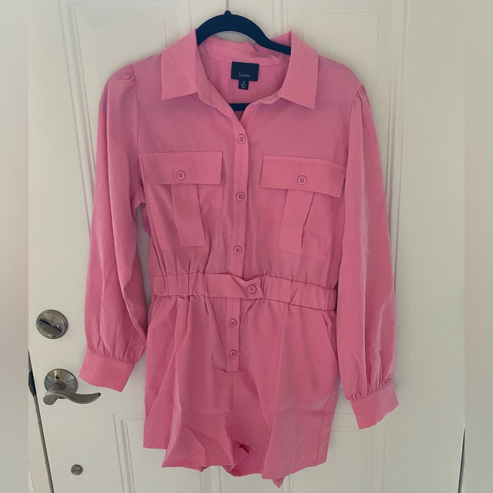 Lumiere Pink Button-Up Romper